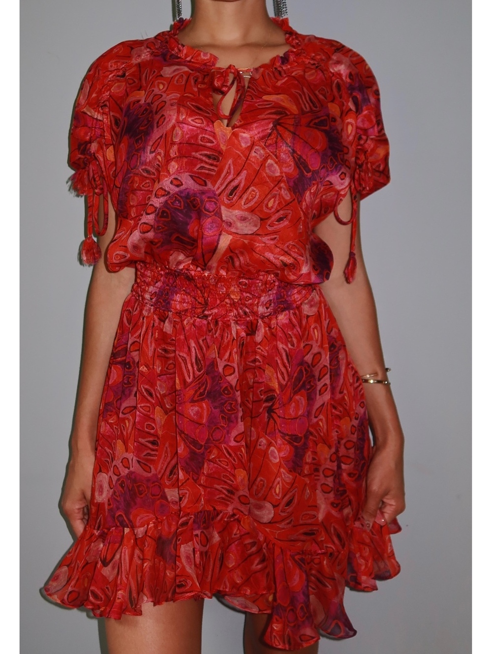 MISA Los Angeles Dominique Red Ruffle Mini Dress